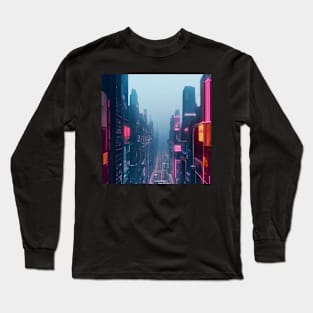 Vintage Cyberpunk City Sky View Long Sleeve T-Shirt